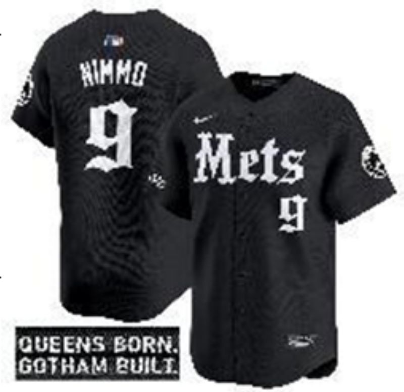 Men 2025 New York Mets 9 Nimmo Black Five generations Joint Name Nike MLB Jersey style 12
